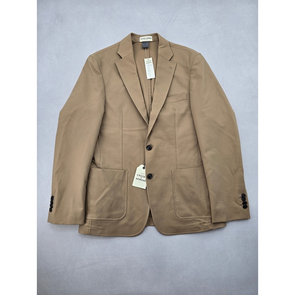 Blazer Sports Coat Mens Tailored Suit Preppy Crosby & Howard Jacket Khaki Medium